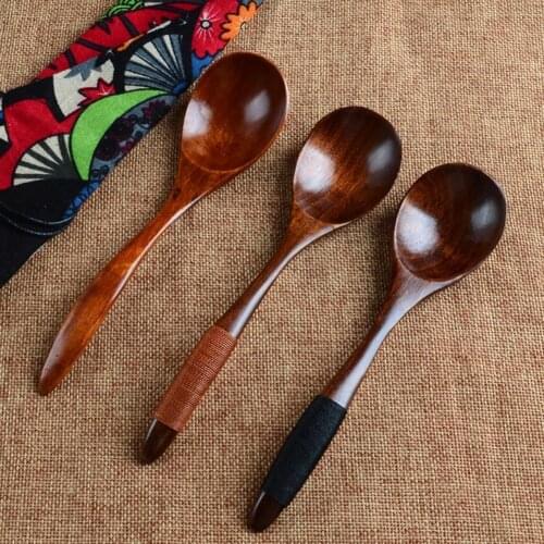 Wooden Spoon Durable Smooth Wood Heat-resistant Kinking Home Soup Scoop for Kitchen Eating Mixing Stirring Cooking Utensil