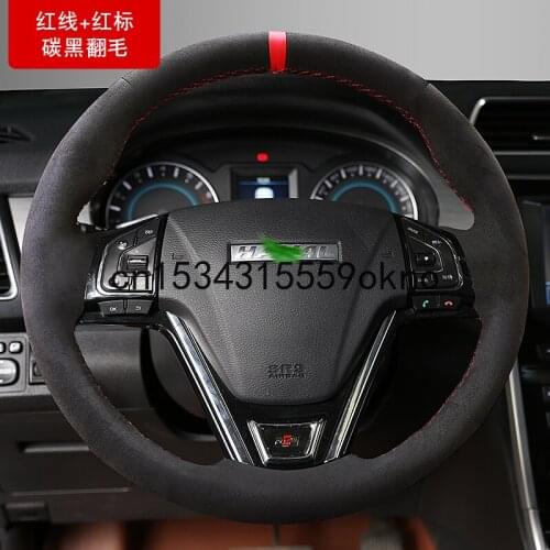 DIY Black Suede Car Steering Wheel Cover Custom Fit For Haval H6 H2 H6 coupe H7L H9 H5 M6 Car Accessories
