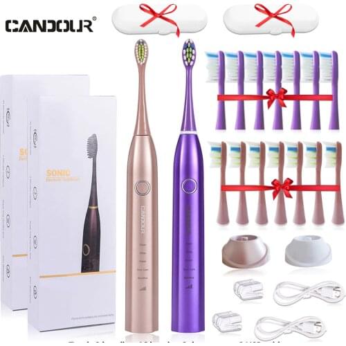 CANDOUR CD-5168 electric toothbrush safety sonic toothbrush induction charging adult ipx8 waterproof With 16 Brush Heads