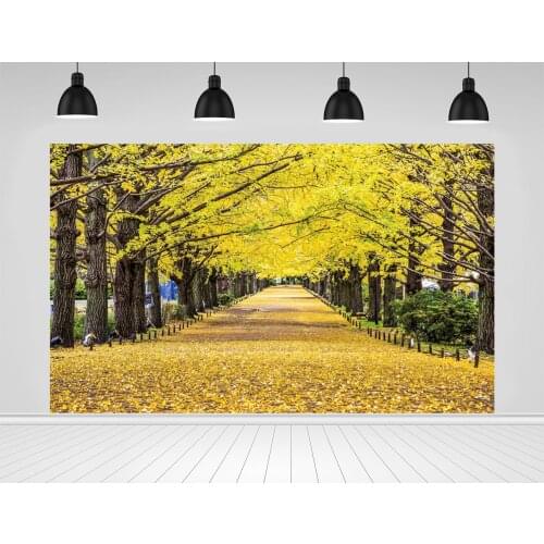 Scopiso Autumn Forest Nature Backdrops Fall Leaves Park Way Maple Leaf Scenic Photocall Poster Photographic Background Banner