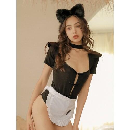 French Apron Maid Cute Sexy Sleepwear Passion Party Pajamas Sexy Lingerie Maid Uniform Bodysuit Cosplay Costumes Slutty Clothes