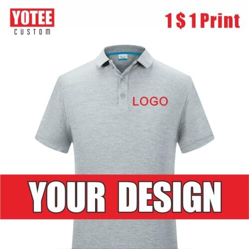 YOTEE Pure Cotton Polo Mens T-Shirt Logo Custom Embroidery Personal Group DIY Solid Color Tops Summer Shirts For Men