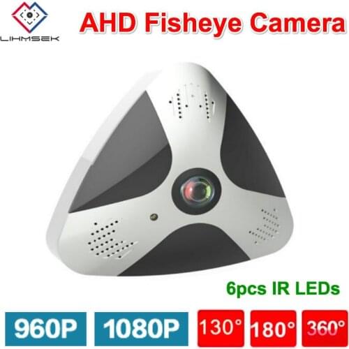 Lihmsek Indoor HD Analog Fisheye Camera 1080P with 360 degree Panoramic Lens AHD Camera 1200TVLines 130 180 degree Security cam