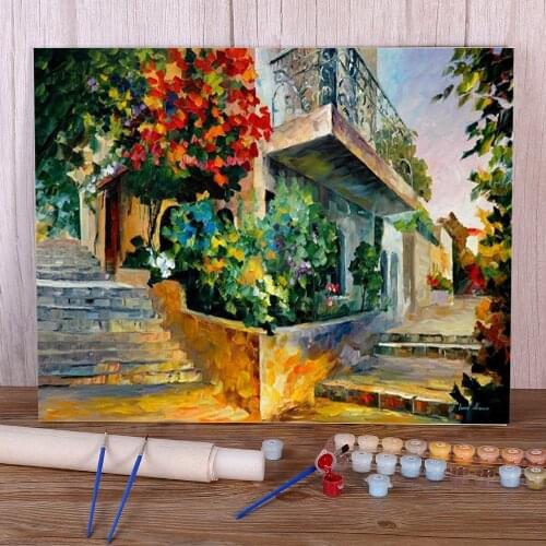 Jerusalem Garden On The Stones Paint By Numbers Set Acrylic Paints 40*50 Paiting By Numbers Loft Picture For Children Art