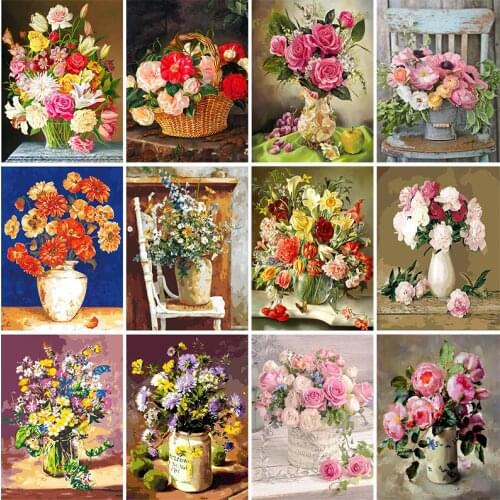 GATYZTORY Flowers DIY Painting By Numbers HandPainted Oil Painting Canvas Colouring Home Decor Unique Gift