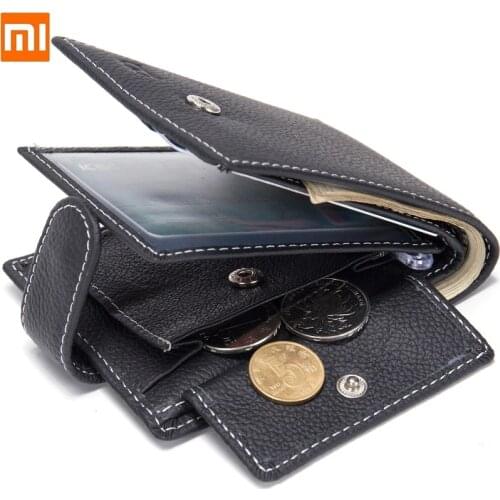 Xiaomi multifunctional Luxury Mens Cowhide wallets fashion Male Purse Coin Pocket Photo Card Holder