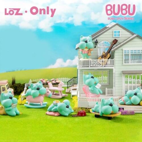 LOZ bubu blind box series lazy hippopotamus play doll toy hand-made cartoon cute ornament animal