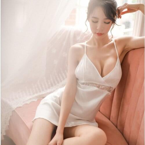 Fashion Sexy Sleepwear Night Dress Lace V-neck Lingerie Women Front Closure Nightwear Sexy Lace Temptation Underwear Nightdress