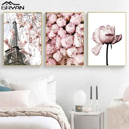 Fashion Peony Flower Wall Art Canvas Painting Coco Pink Blush Prints Posters Nordic Botanical Decoration Picture Girl Room Decor