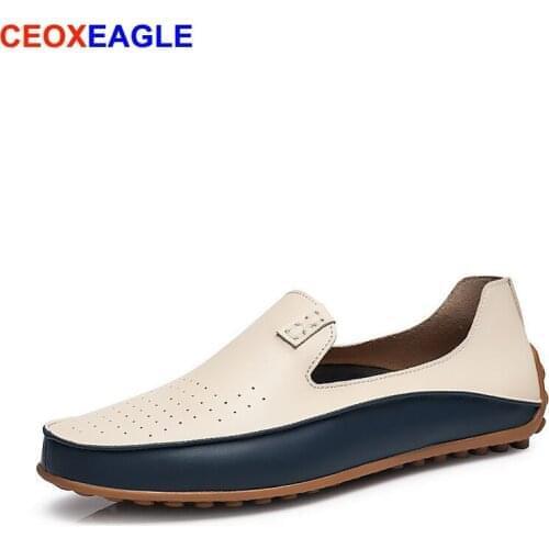 CEOXEAGLE Brand Fashion Spring Summer Soft Moccasins Men Loafers High Quality Split Leather Shoe Men Flats Gommino Driving Shoes