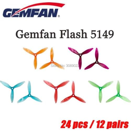 New 24 pcs / 12 pair Gemfan Flash 5149 5 inch tri-blade 3 blade cw ccw plastic propeller compatible T-motor for FPV Racing Drone