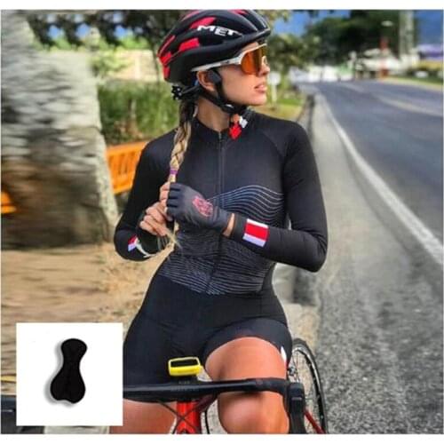 New Cycling Jersey Jumpsuit Womens Triathlon Outdoor Cycling Jersey Cycling Jersey Tight-fitting Long-sleeved Suit UV Protect