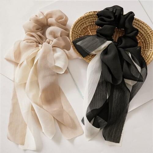 New Bow Streamers Girl Hair Ring Fashion Ribbon Hair Bands Scrunchies Tie Solid Color Women Hair Accessories