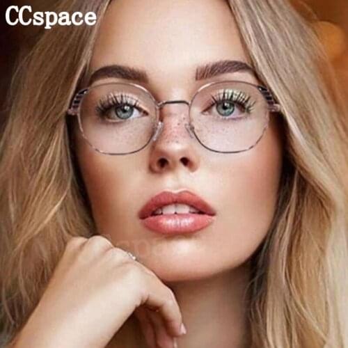 48290 Retro Metal Glasses Frame Anti-Blue Light Womens Optical Fashion Computer Eyeglasses Flat Mirror