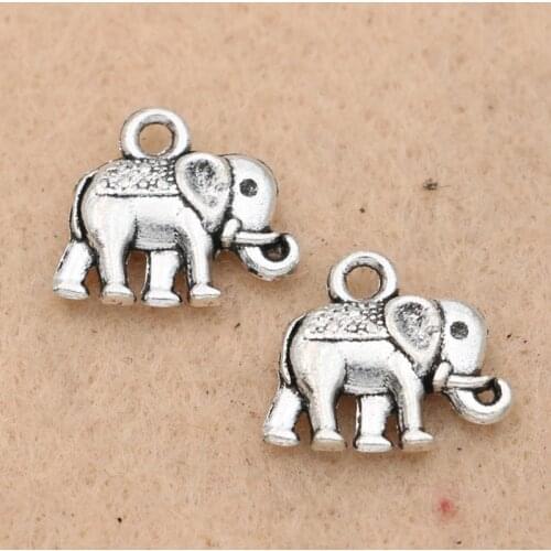 10pcs Antique Silver Plated Elephant Charms Pendant Jewelry Accessories Findings Diy Jewelry Making Handmade 12x14mm