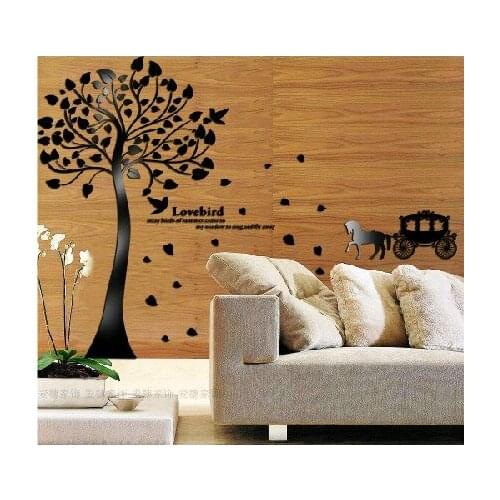Rubber tree acrylic three-dimensional wall stickers Living room tv wall child room 3d DIY wall stickers