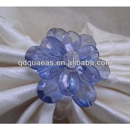 Blue acrylic flower napkin ring, beaded napkin holder