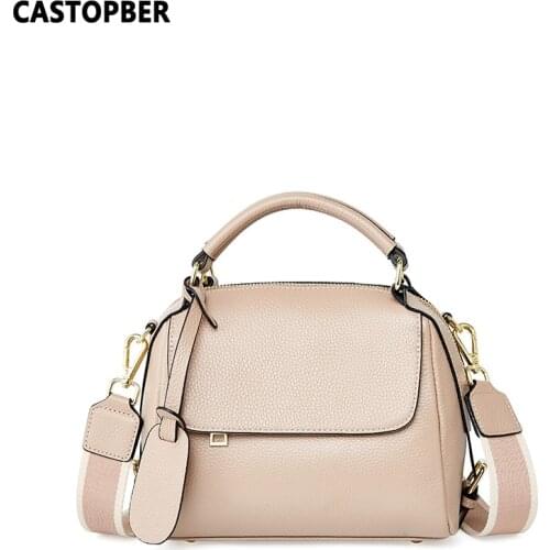 Womens Top Handle Shoulder Bag Cow Genuine Leather With 2 Shoulder Straps Female Fashion Handbags Crossbody Ladies Bags Brand