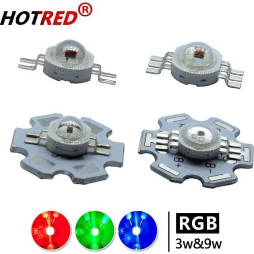 Super Bright 3W 9W RGB High Power LED Chip COB 1 3 W Watt Red Green Blue 4 6 Pin with PCB Full Color For Stage Light Beads