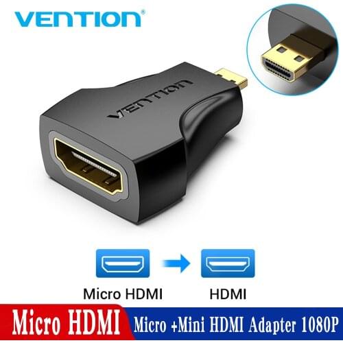 Vention Micro HDMI Adapter 1080P Micro HDMI Male to HDMI Female Converter Type D to A HDMI Adapter for PS4 Camera HDTV Mini HDMI