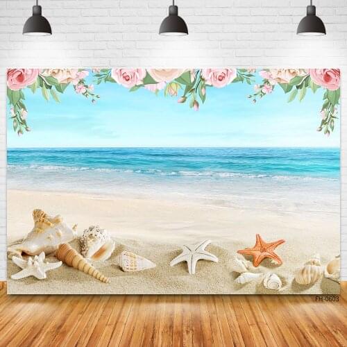 Summer Tropical Sea Beach Sand Starfish Shell Backgrounds For Baby Child Birthday Party Photography Vinyl Backdrop Photo Studio
