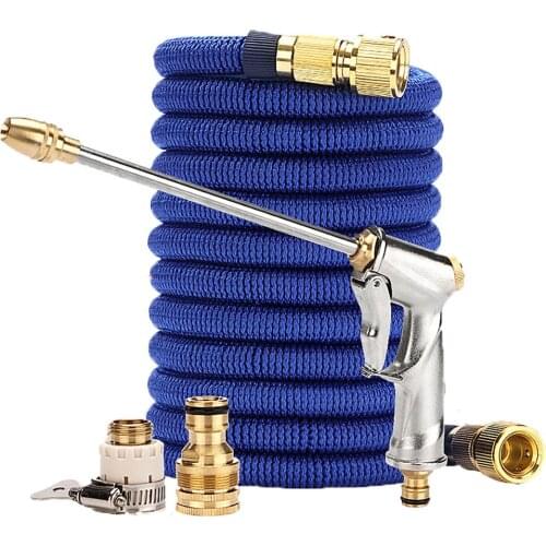 Water Gun Garden Hose Retractable Magic Hose High Pressure Car Wash Hose With Metal Spray Gun Foam Kettle Outdoor Garden Waterer
