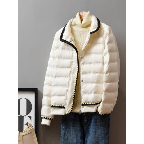 Lightweight Down Jacket Women Antumn Winter Korean Style Short Warm Coat Female Stand Collar Zipper Outerwear