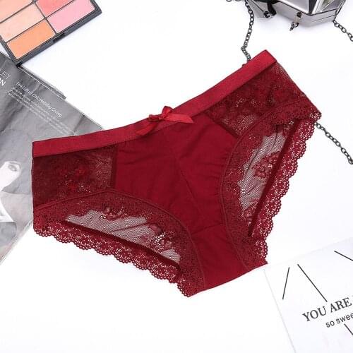 Women Sexy Lingerie Low-Waist Underwear Women Seamless Panties Girls Lace Lingerie Ladies Transparent Lace Bow Underpants