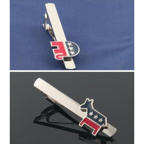10pc/lot Republicans and Democrats Smybol Elephant and Donkey Tie Clips Copper Enamel Tie Pin Bars Mens Jewelry