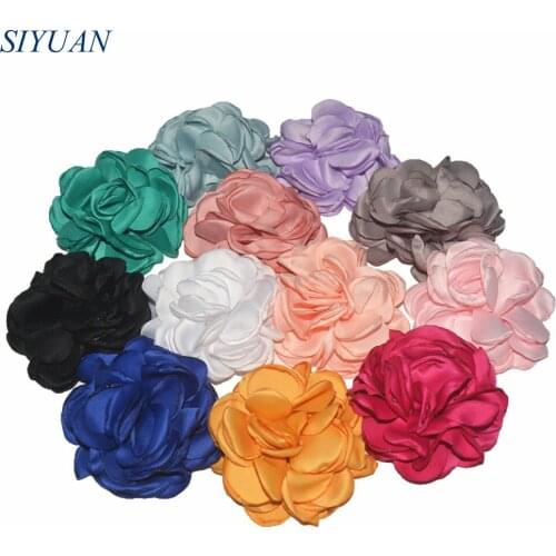 120pcs/lot 30 Colors U Pick 8cm Handmade Burned Petal Satin Fabric Rose Flower Boutique Garment Hair Accessories TH68