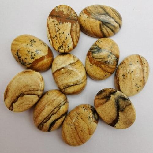 18x13MM Natural Picture Jaspe Oval CAB GEM Cabochon Jewelry Bead (10 pcs/lot) H006
