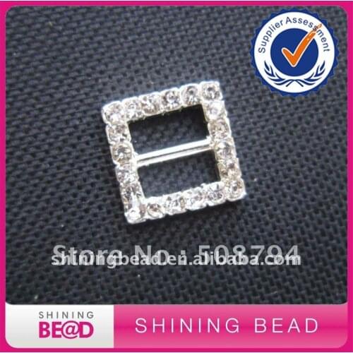 200pcs 16*16mm Small Square Rhinestone Buckle Invitation Ribbon Slider for Ribbons Wedding Supply Gift Wrap Hairbow Center