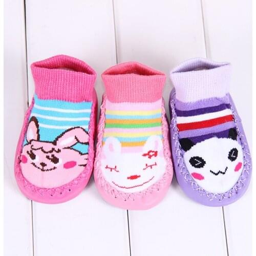 3Pairs baby girl socks boy cotton Winter Thicken Newborn Baby Toddler Non-Slip Booties Shoes Socks Antiskid Sock free shipping