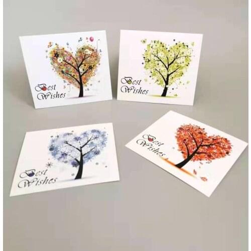 50pcs Tree Painting Four Season Decoration Greeting Card Message Blessing Card For Graduation Mother Father Day Valentines