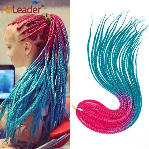 Alileader 20" Box Braids Crochet Hair Resistant Heat Synthetic Black Burgundy Blond Crochet Braiding Extension Hair For Women