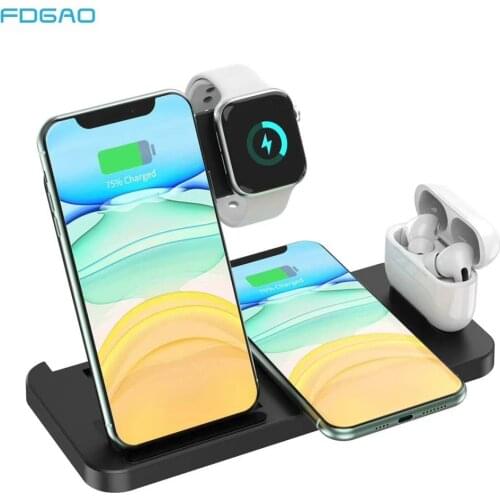 15W 4 in 1 Qi Wireless Charger Stand For iPhone 11 Pro XS XR X 8 Fast Charging Dock Station For Apple Watch 6/5/4/3/2 AirPod Pro