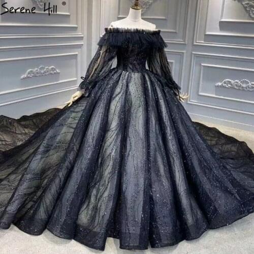 Black Luxury Sparkle Off Shoulder Plus Size Wedding Dresses 2020 High-end Diamond Beading Bride Gowns BHA2372 Couture Dress