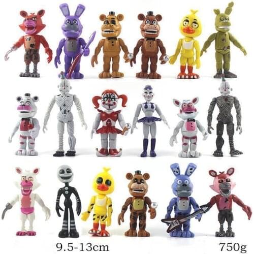 18pcs/set FNAF Action Figure Five Nights At Freddys Toys Sister Location Chica Mangle Foxy Puppet Gold Freddy Fazbear Figures
