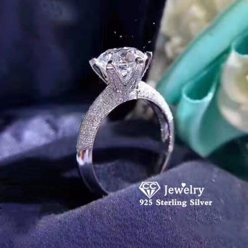 CC Luxury Rings For Women 6 Claws 1.25ct Cubic Zirconia Ring Wedding Fine Jewelry Bridal Engagement Bague Drop Shipping CC1628
