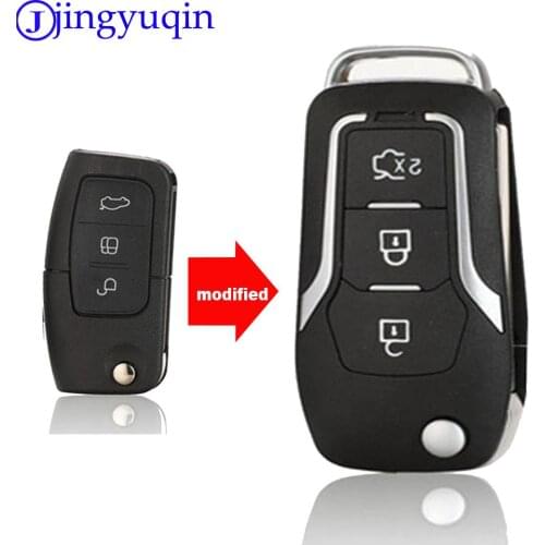 Jingyuqin 3 Buttons Modified Filp Car Remote Key Shell for Ford Mondeo Focus Fiesta C Max S Max Galaxy Fob Keyless Entry Case