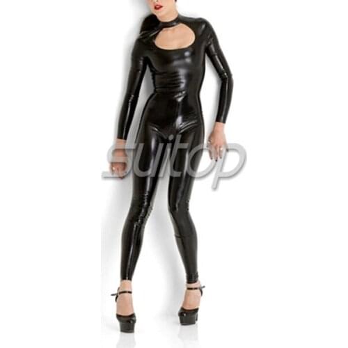 Suitop latex fetish playsuit black color