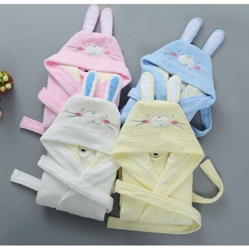 Lovely Kids Cartoon Robe Boy&Girls Hooded Toweling Terry Robe Cotton Winter Warm Bathrobe Soft Sleeprobe Kids Casual Homewear