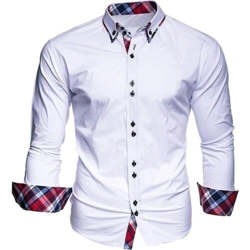 Mens business shirt long-sleeved slim-fit formal casual shirt Camisa Masculina size S-3XL