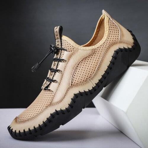 Man New Fashion Mesh Casual Shoes Male Summer Hollow Breathable Sports Shoes Masculino Outdoor Slip-on Leisure Sneaker Plus Size