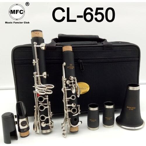 Music Fancier Club Professional Clarinets Bb MFCCL-650 Matte ABS Resin Bakelite Clarinet Mouthpiece 4C Included Case + Reeds