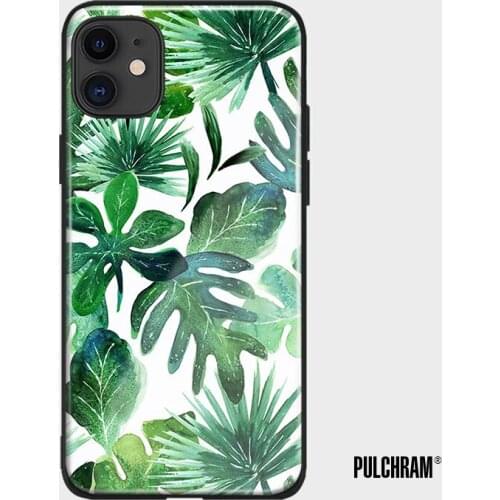 Nature green tropical Palm tree Leaves soft silicone glass Phone case cover Shell For iPhone 6 6s 7 8 Plus X XR XS 11 Pro max