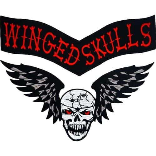 SKULL WINGS Back PATCH Embroidered punk biker Patches Clothes Stickers Apparel Accessories Badge