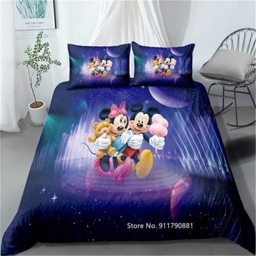 Home Spin Disney Royal Blue Mickey Minnie Down Duvet Cover Pillowcase Double Queen King-size Bedroom Decoration for Children