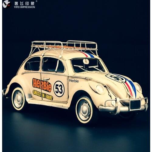 Antique Ironwork Beetle Herbie No. 53 Chafer Car Model Ironwork Home Decoration Accessories