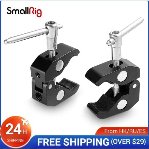 SmallRig Super Clamp with 1/4 and 3/8 Thread (2pcs Pack) For 15mm-44mm Rods/Cameras/Lights/Umbrellas/Hhooks/Shelves- 2058